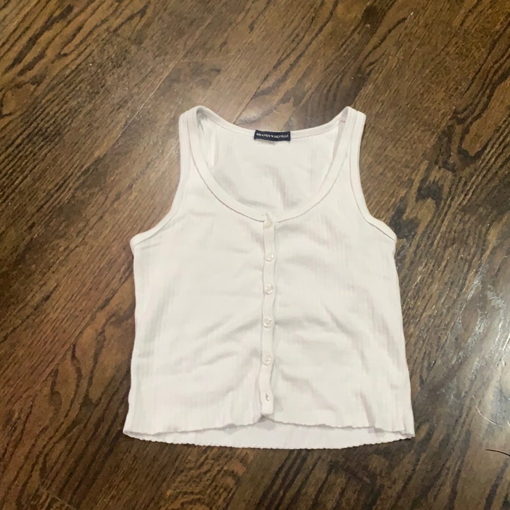 Cute brandy Melville white button up tank top